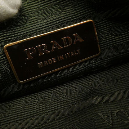 Prada Tessuto Tote Nylon Leather Shoulder Handbag Khaki Green