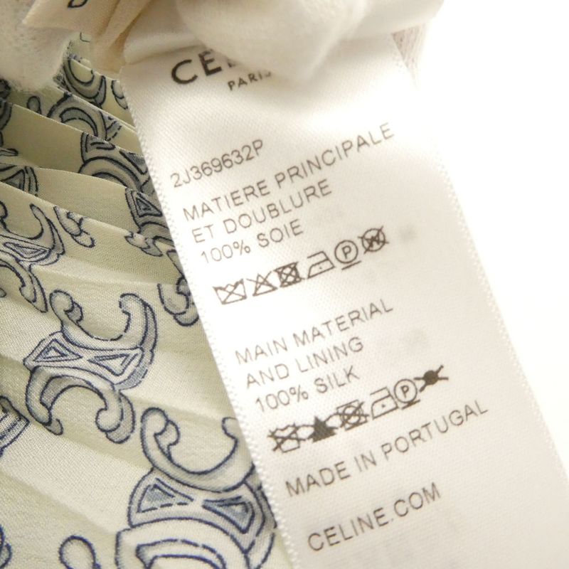 Celine Pleated Skirt 40 Silk Triomphe Long Length