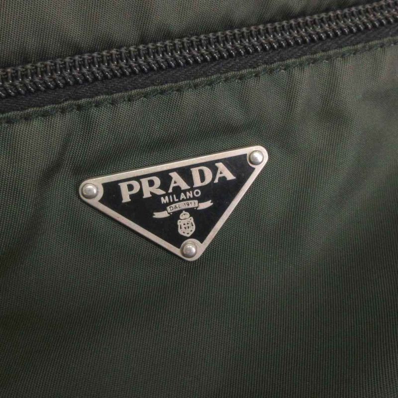 Prada Shoulder Bag Square Triangle Plate Nylon Crossbody Green Bag AA