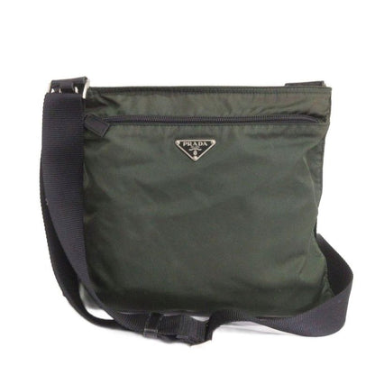 Prada Shoulder Bag Square Triangle Plate Nylon Crossbody Green Bag AA