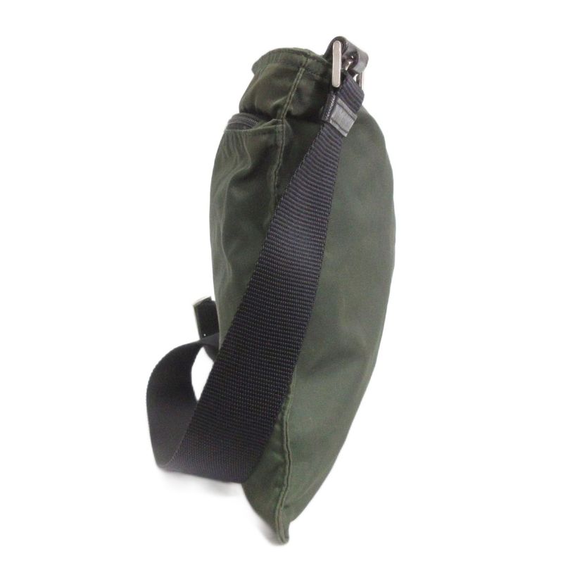 Prada Shoulder Bag Square Triangle Plate Nylon Crossbody Green Bag AA