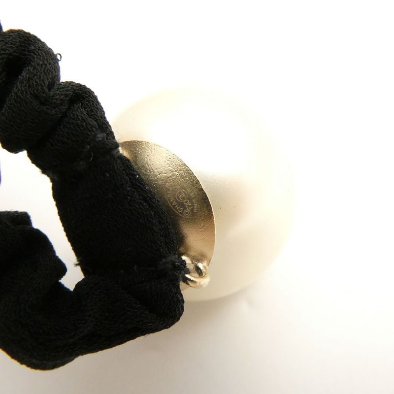 Chanel Hair Tie Faux Pearl CC Logo