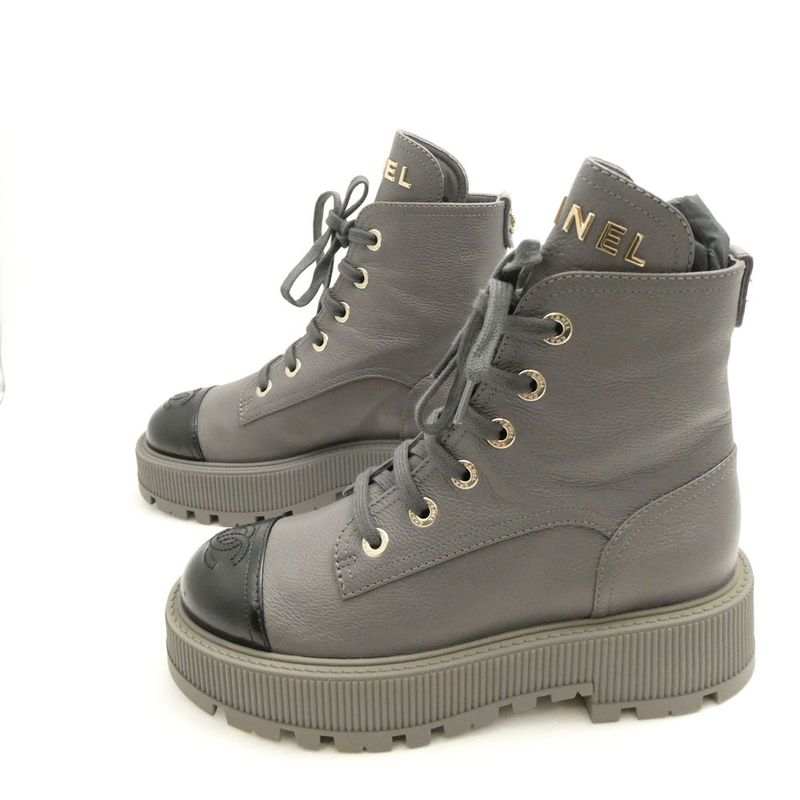 Chanel Boots 37 to CC Logo Lace Up Thick Sole