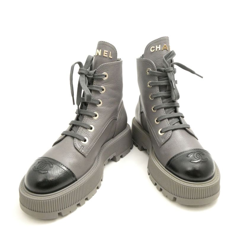 Chanel Boots 37 to CC Logo Lace Up Thick Sole