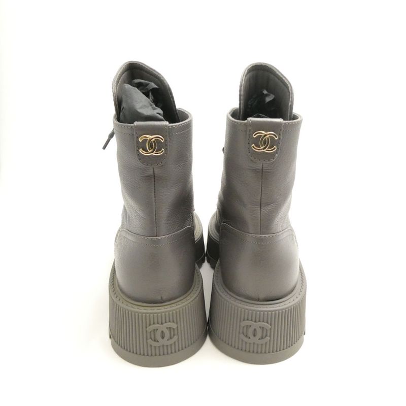 Chanel Boots 37 to CC Logo Lace Up Thick Sole
