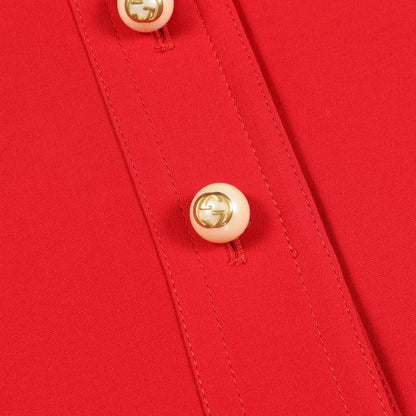 Gucci Skirt GG Pearl Button Red Wool