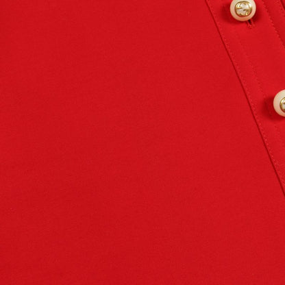Gucci Skirt GG Pearl Button Red Wool