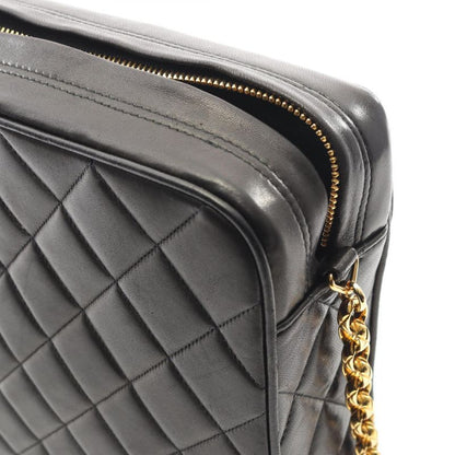 Chanel Shoulder Bag Quilted Diana Flap Black Lambskin Fringe