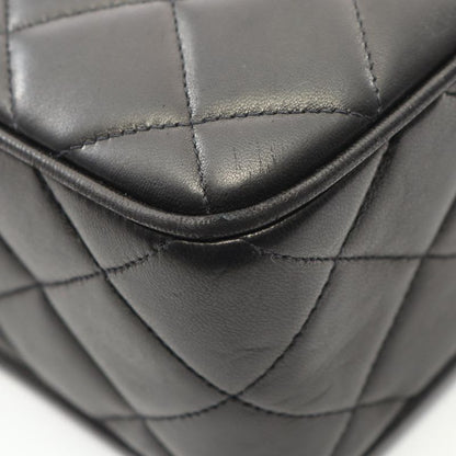 Chanel Shoulder Bag Quilted Diana Flap Black Lambskin Fringe
