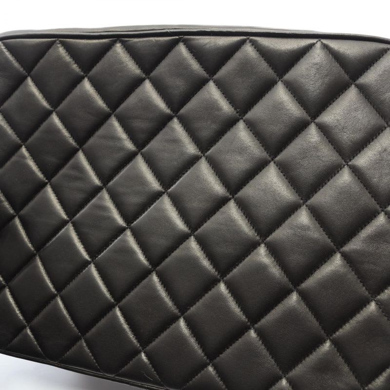 Chanel Shoulder Bag Quilted Diana Flap Black Lambskin Fringe