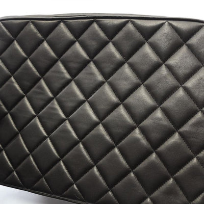 Chanel Shoulder Bag Quilted Diana Flap Black Lambskin Fringe