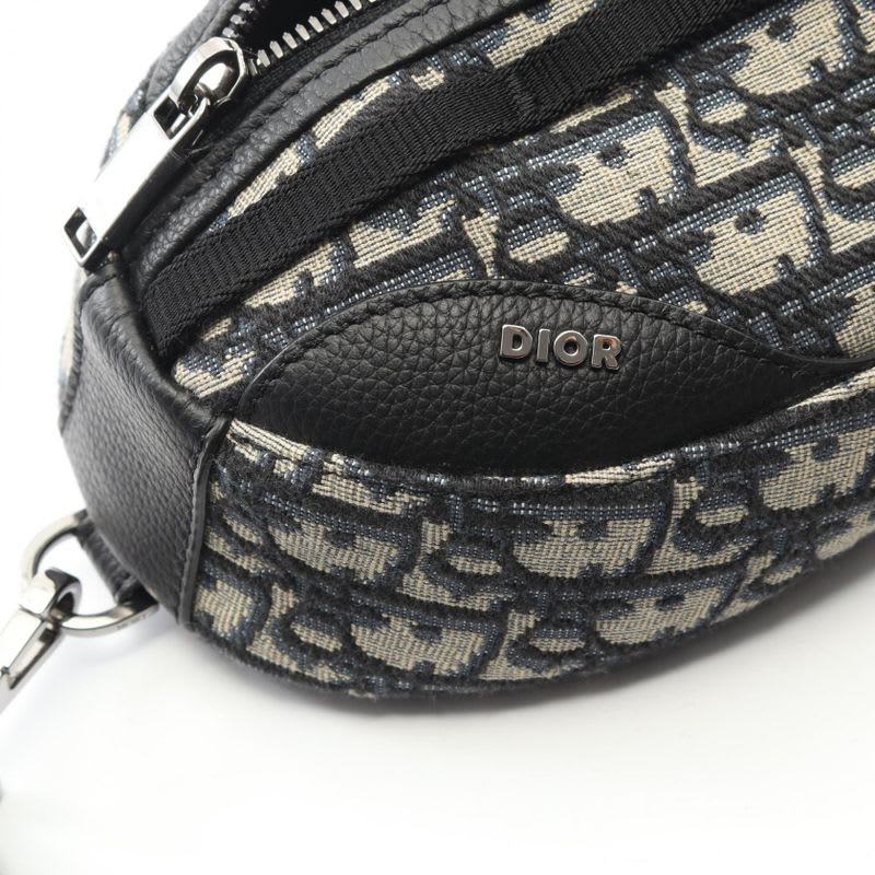 Dior Waist Bag Body Scarab Oblique Navy Canvas Leather