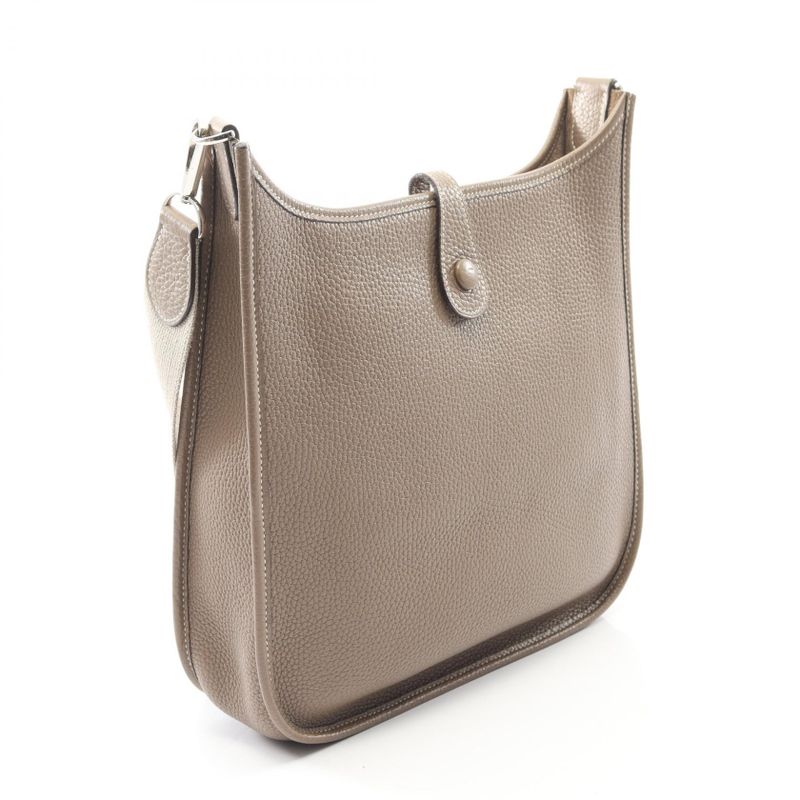 Hermes Shoulder Bag Evelyn 1 Anne PM Etoupe Leather Evelyn PM Etoupe Ladies
