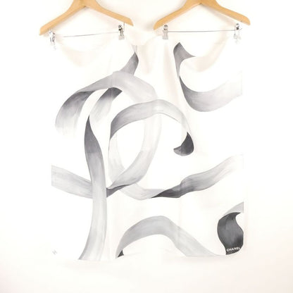 Chanel Silk Twill Scarf Gray CC Logo