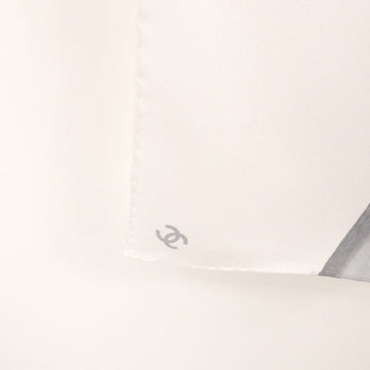 Chanel Silk Twill Scarf Gray CC Logo