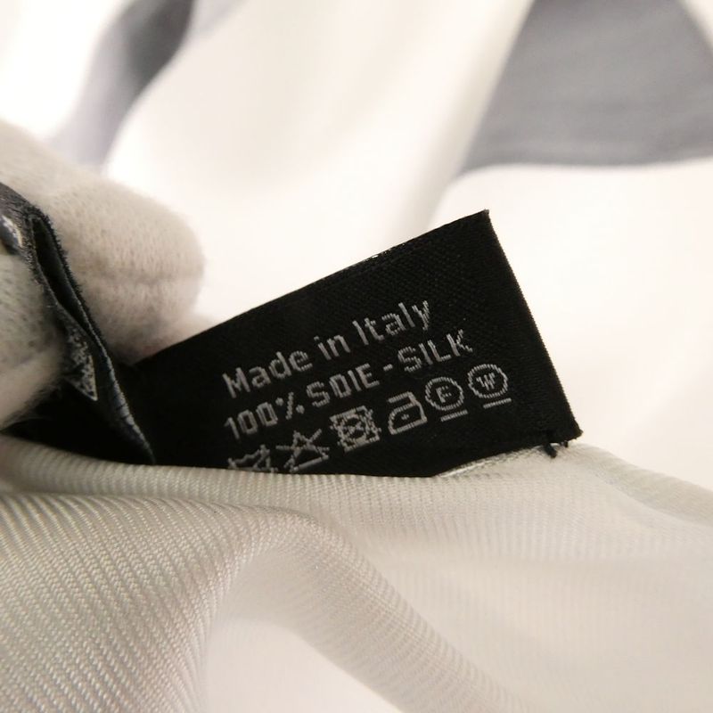 Chanel Silk Twill Scarf Gray CC Logo