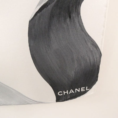 Chanel Silk Twill Scarf Gray CC Logo