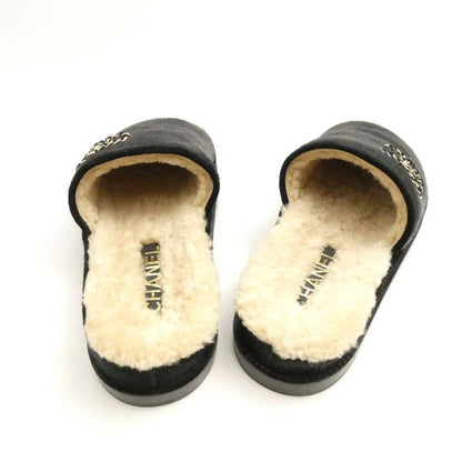 Chanel Velvet Calfskin Flats Flat Sandals 37.5