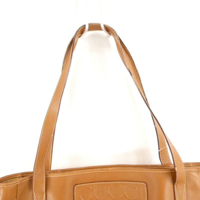 Gucci Sorry 002 115 Tote Leather GG Pattern Gold Charm Vintage