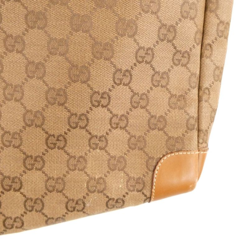 Gucci Sorry 002 115 Tote Leather GG Pattern Gold Charm Vintage