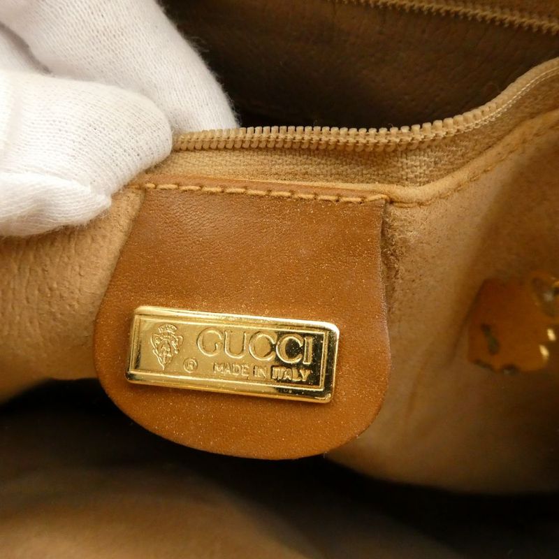 Gucci Sorry 002 115 Tote Leather GG Pattern Gold Charm Vintage