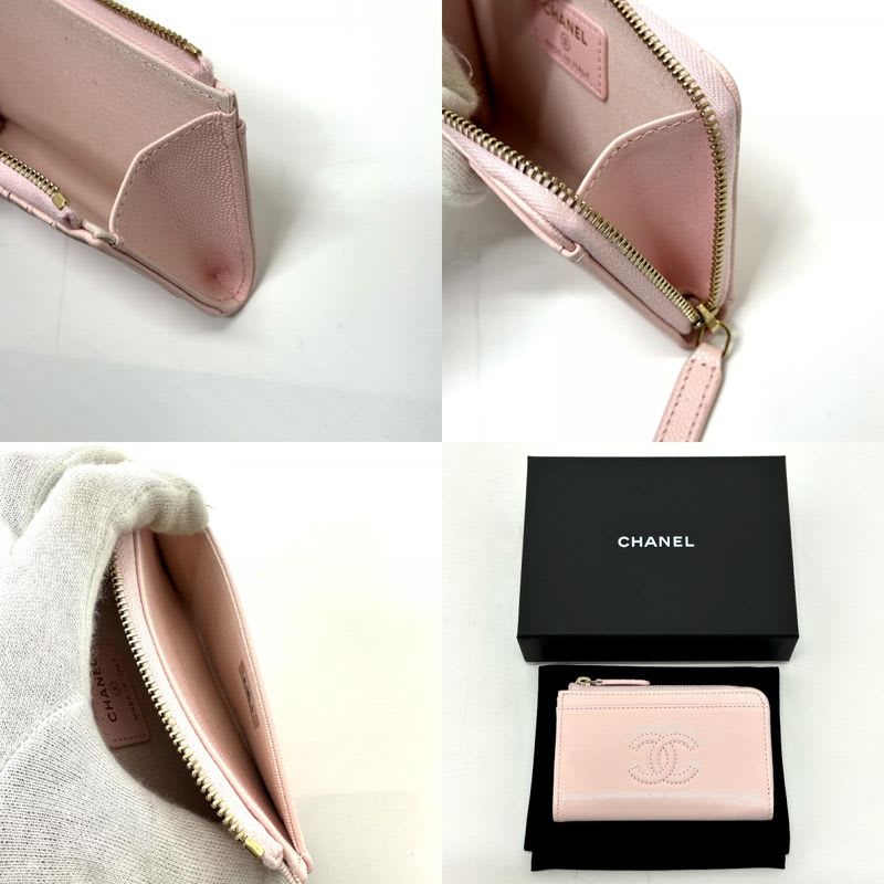 Chanel Card Case Ap4661 Caviar Skin Pink