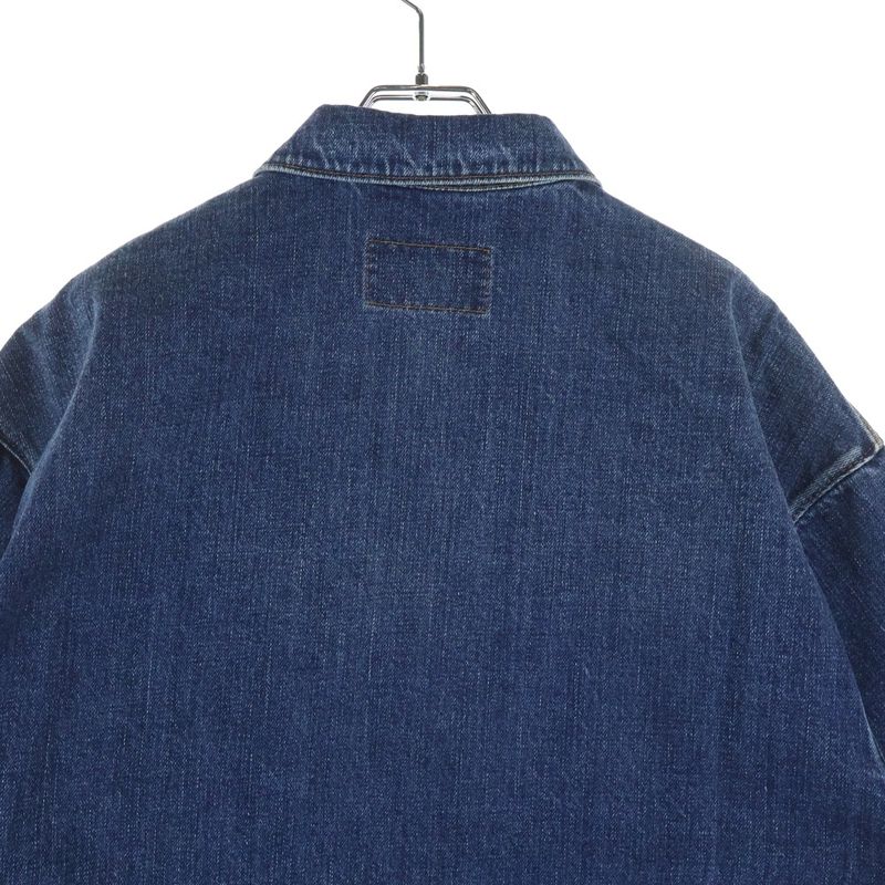 Prada Triangle Logo Plate Denim Short Sleeve Shirt Indigo Gec067