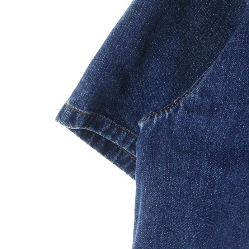 Prada Triangle Logo Plate Denim Short Sleeve Shirt Indigo Gec067