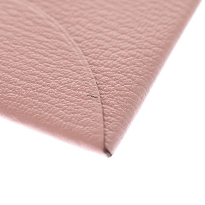Hermes Calvi Rose Sakura Chevre Coin Case Wallet Accessory Pouch Pink Leather D