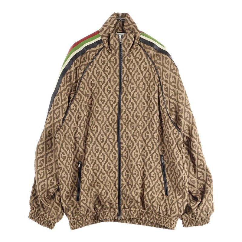 Gucci G Lambas Allover Jacquard Nylon Zip Up Track Jacket Blouson Jacket Brown