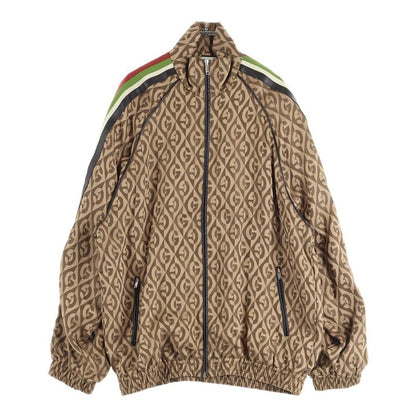 Gucci G Lambas Allover Jacquard Nylon Zip Up Track Jacket Blouson Jacket Brown