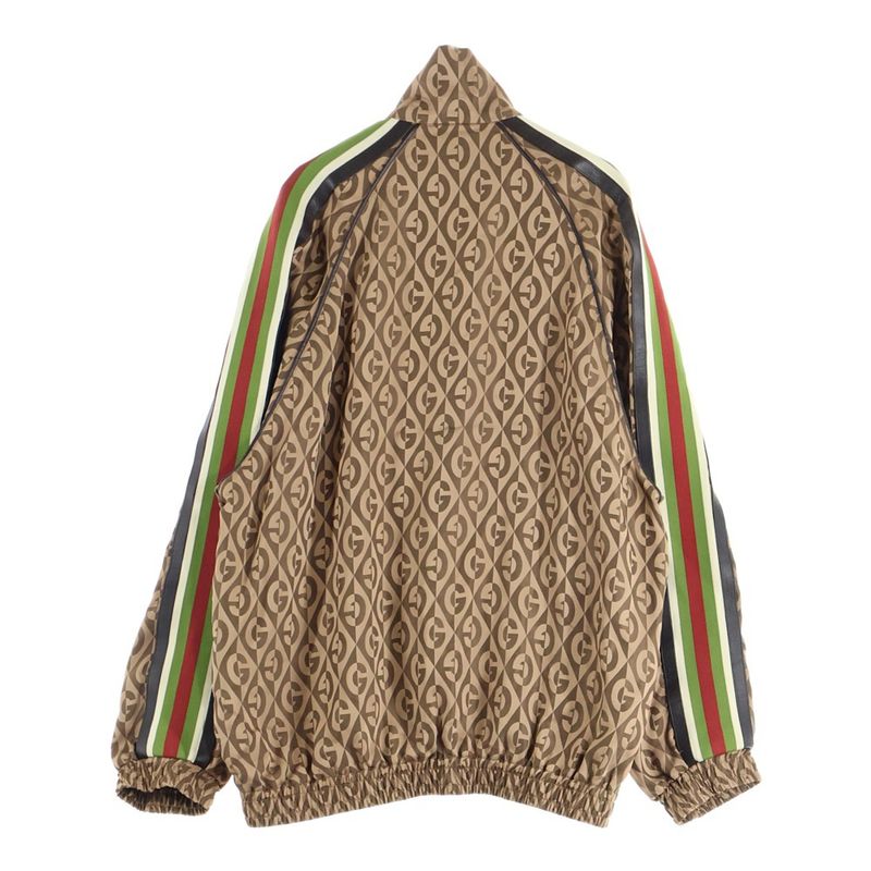 Gucci G Lambas Allover Jacquard Nylon Zip Up Track Jacket Blouson Jacket Brown