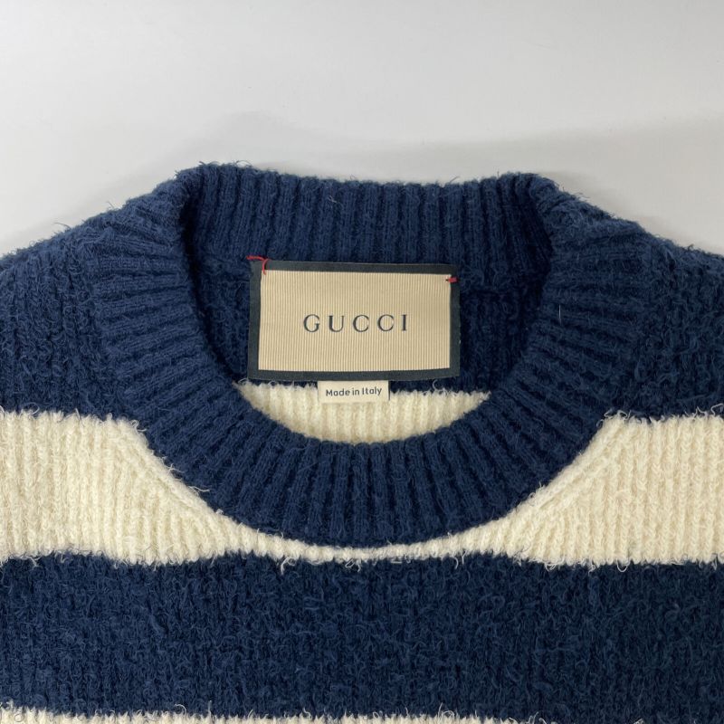 Gucci 742803 Navy X White Stripe Pull Over S
