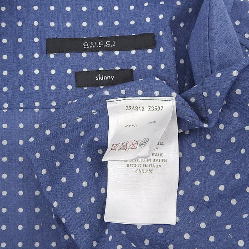 Gucci Tom Ford Period Dot Pattern Short Sleeve Shirt Tops Men's Blue 40 324812