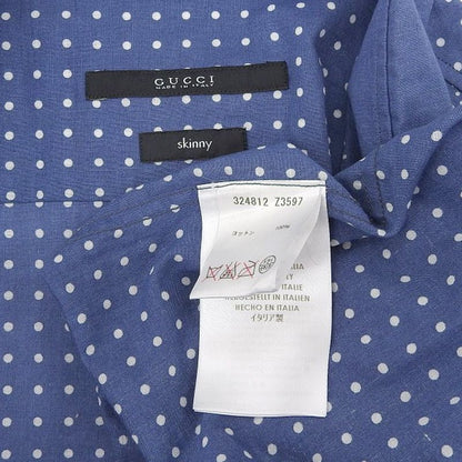 Gucci Tom Ford Period Dot Pattern Short Sleeve Shirt Tops Men's Blue 40 324812