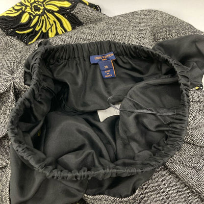 Louis Vuitton Gray 21AW Rw212b HO4 Fljb99 Tweed Flower Embroidery Skirt 36