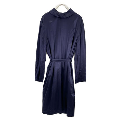 Balenciaga 20AW 642234 Navy Back To Front Trench Dress Satin Dress Coat 34