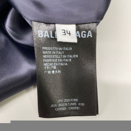 Balenciaga 20AW 642234 Navy Back To Front Trench Dress Satin Dress Coat 34