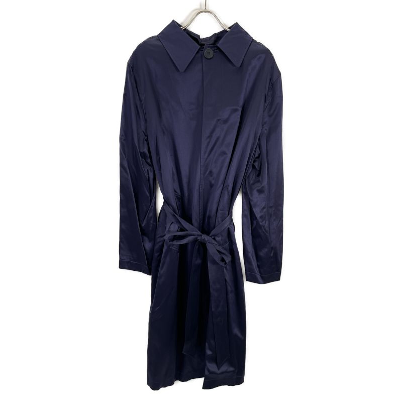 Balenciaga 20AW 642234 Navy Back To Front Trench Dress Satin Dress Coat 34