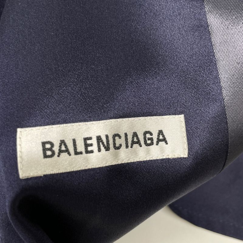 Balenciaga 20AW 642234 Navy Back To Front Trench Dress Satin Dress Coat 34