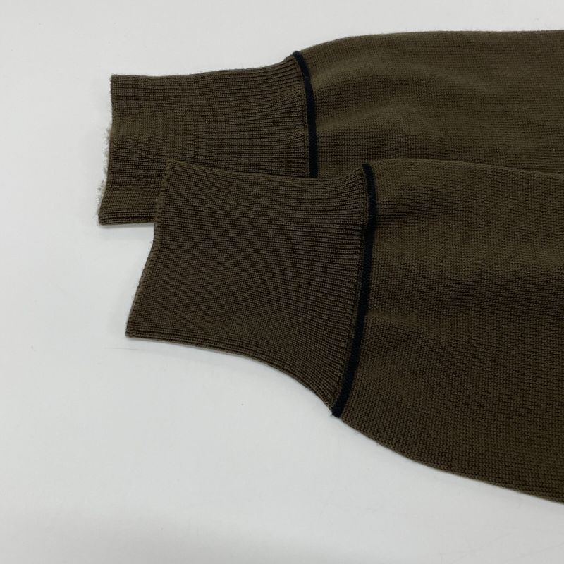 Hermes Khaki Shoulder Border V-neck Sweater S