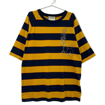 Gucci Yellow 545869 Bijou Sequin Embroidery Border Oversized T-shirt S