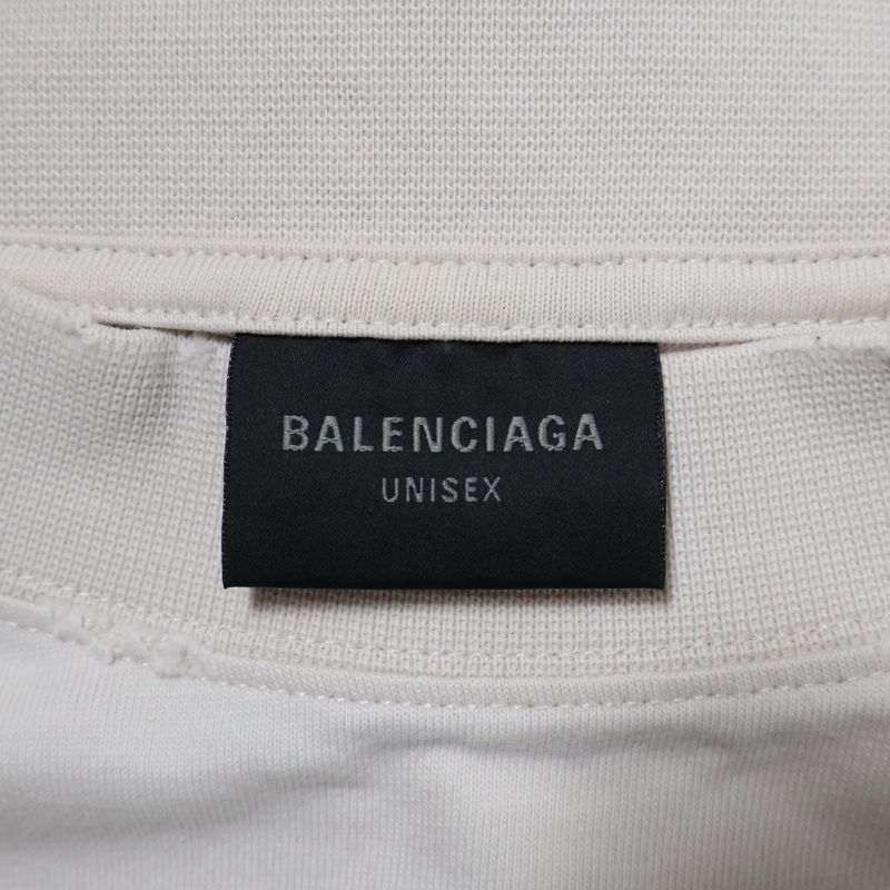 Balenciaga 24SS Unity Sports ICON Cropped Logo Embroidery Destroyed Crew Neck