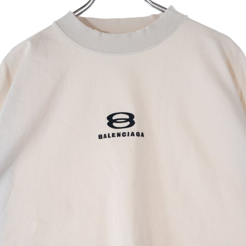 Balenciaga 24SS Unity Sports ICON Cropped Logo Embroidery Destroyed Crew Neck