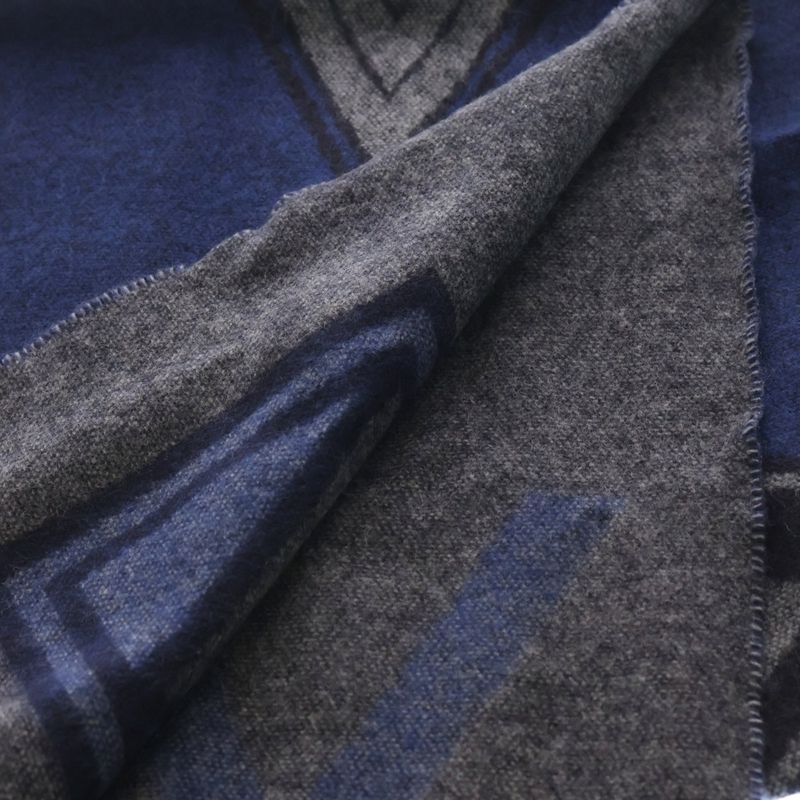Louis Vuitton Echarpe LV Sticker Cashmere Blend Wool Scarf Shawl Blue M70039