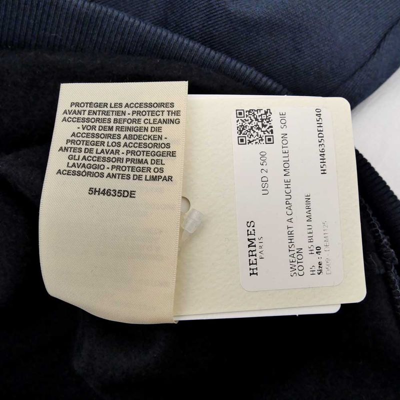 Hermes Footed Parka Sweat Blue Marine Size 40 Apparel Clothes