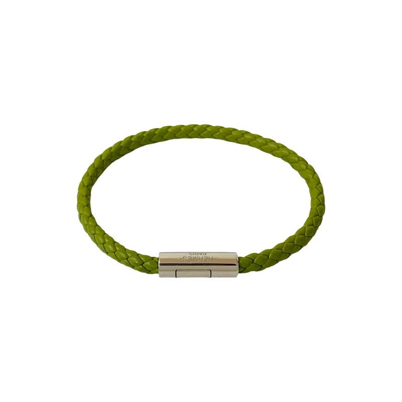 Hermes Goliath Braided Leather Bracelet Bangle Accessory Light