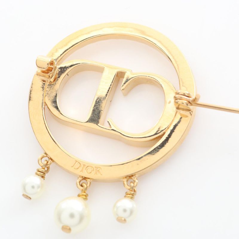 Dior Brooch CD Logo GP (gold Plated) Brooch Ladies Used A