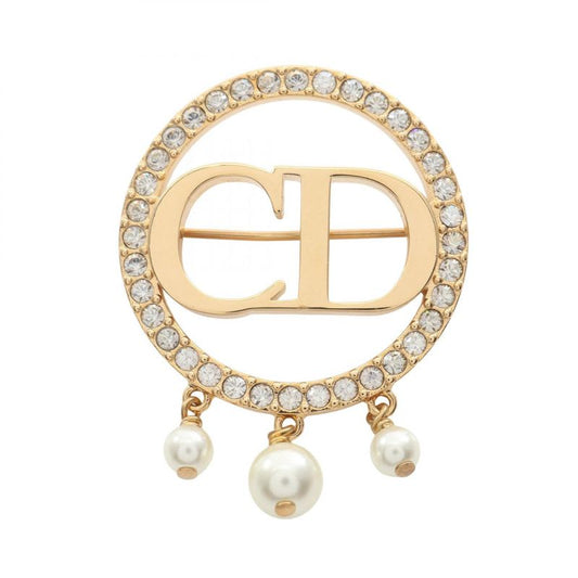 Dior Brooch CD Logo GP (gold Plated) Brooch Ladies Used A