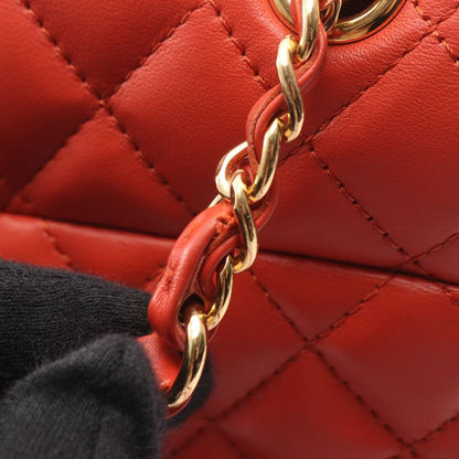 Chanel Rucksack Sac Backpack Quilted Orange Leather Chain